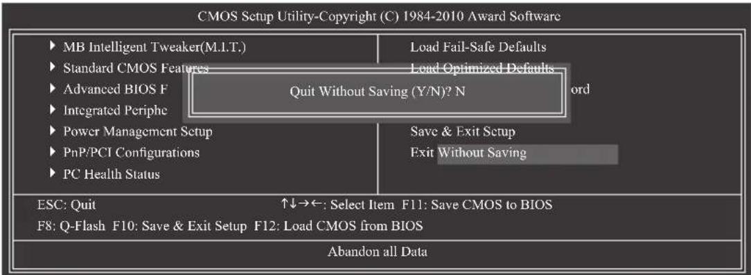 GIGABYTE GA880GMAUD2H - 2-14 Exit Without Saving (退出设置程序但不储存设置值) - 1