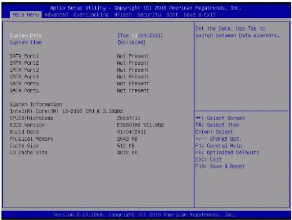 MSI H67MAE35 - The Menu Bar - 1