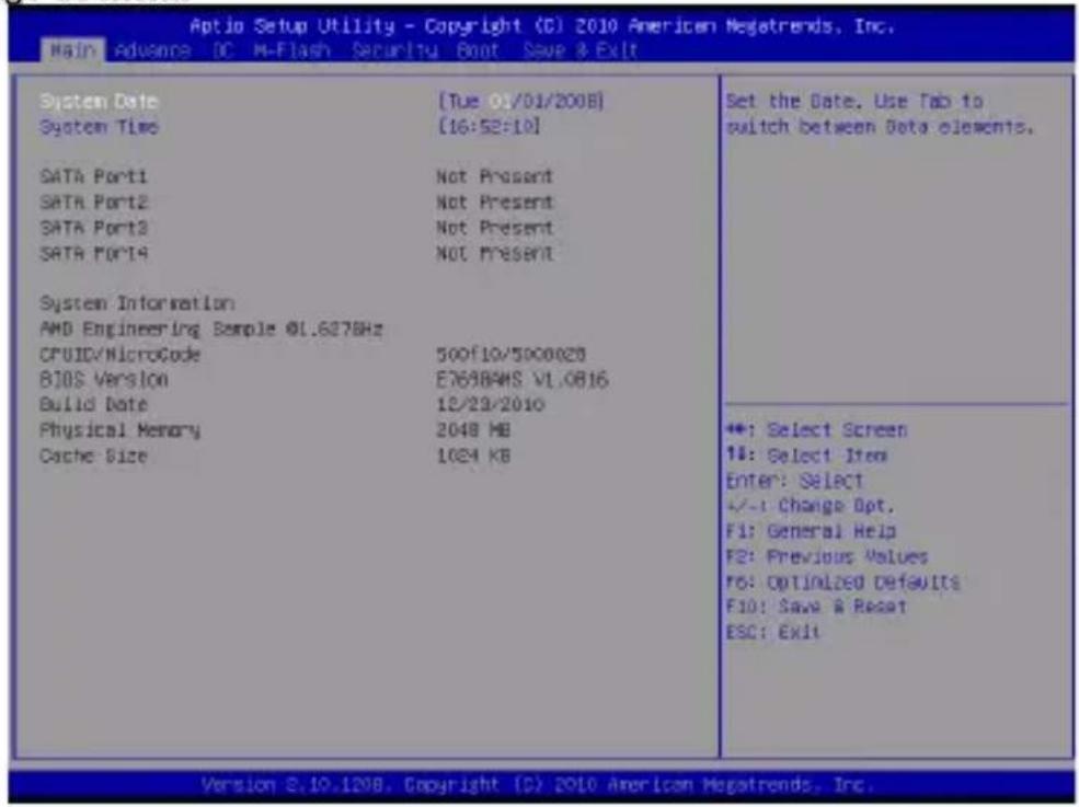 MSI E350ISE45 - La page de menu - 1