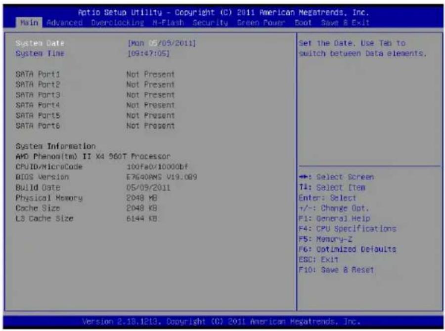 MSI 990XAGD55 - Menu principal - 1