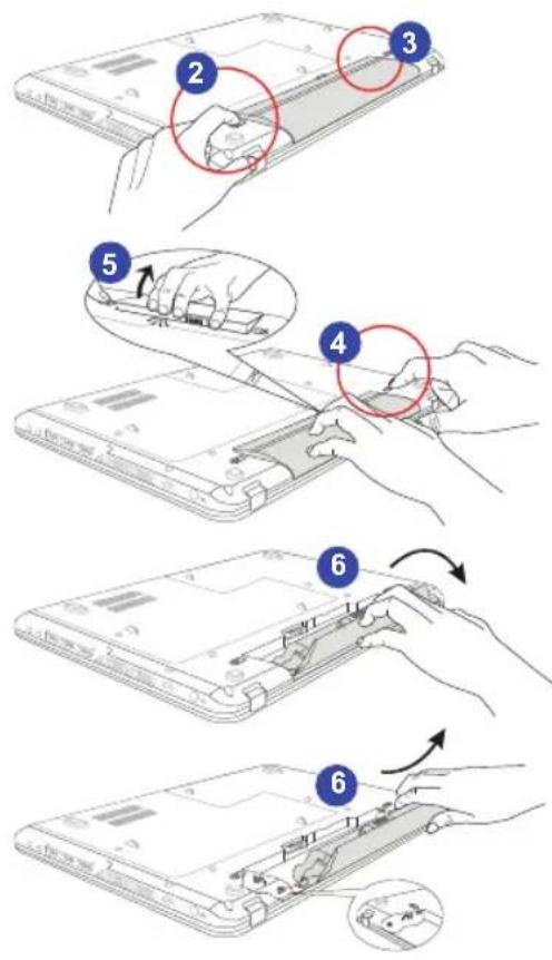 MSI FX610P3243 - Releasing the Battery Pack - 1