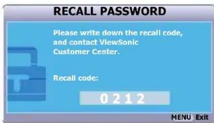 VIEWSONIC PJD5221 - Entering the password recall procedure - 1