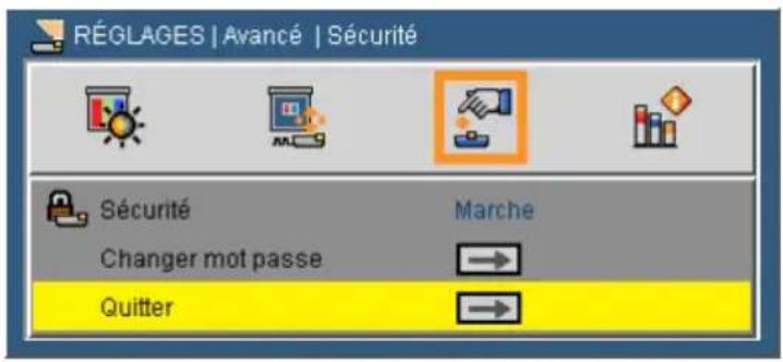VIEWSONIC PLEDW500 - RÉGLAGES | Avancé | Sécurité - 1