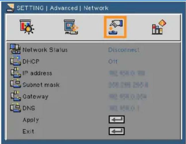 NEC U310W + NP01SK3D - SETTING | Advanced | Network - 1