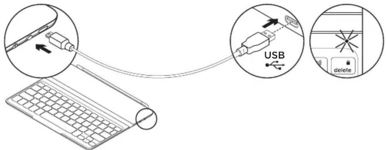 LOGITECH Keyboard Case Ultrathin - Chargement de la batterie - 1
