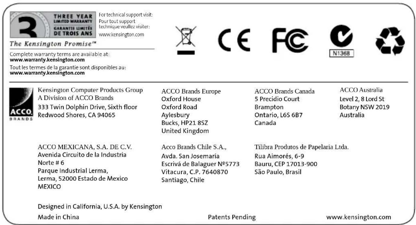 KENSINGTON K72436AM - INFORMAÇÉS APENAS PARA ESTADOS MEMBROS DA UE - 2