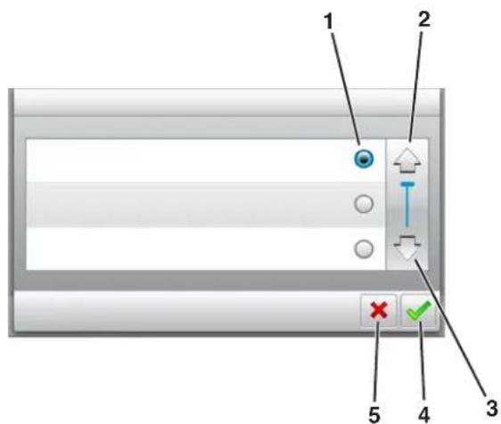 LEXMARK MS610de - Utilisation des boutons de l'écran tactile - 1