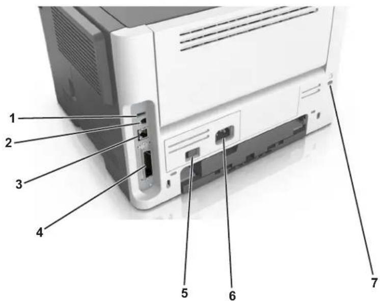 LEXMARK MS610dte - Connexion des câbles - 1