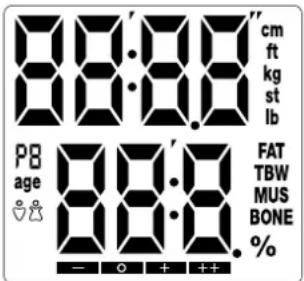 88.0 cm ft kg st lb pm age 88.0 FAT TBW MUS BONE % - + + +