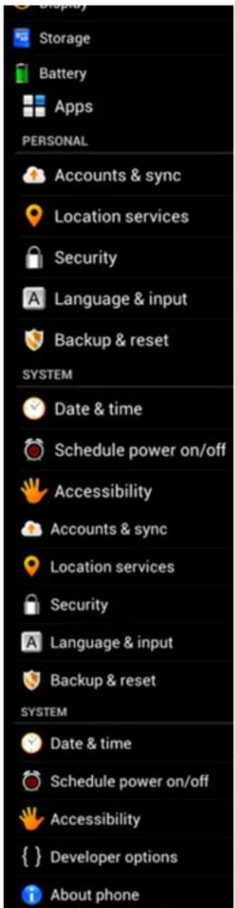 Yarvik Ingenia Horizon 5 - Menu de definições - 2