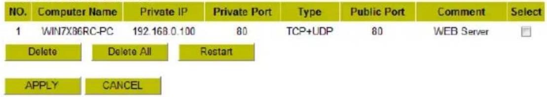 CONCEPTRONIC 150N WL - - Current Virtual Server Table - 1