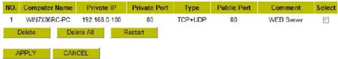 CONCEPTRONIC 150N WL - - Current Virtual Server Table - 1