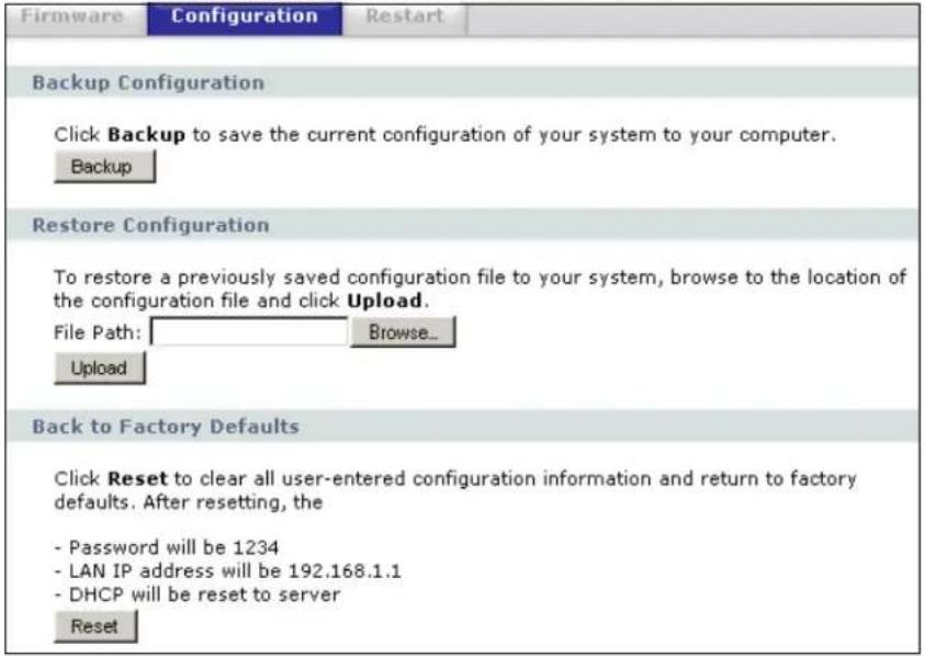 ZYXEL NBG416N - Configuration Screen - 1