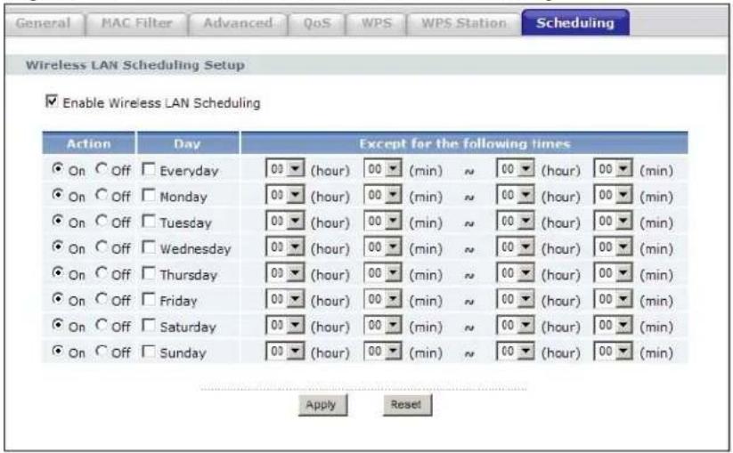 ZYXEL NBG416N - Scheduling Screen - 1