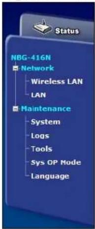 ZYXEL NBG416N - Navigation Panel - 1