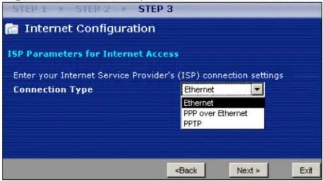 ZYXEL NBG416N - Connection Wizard: STEP 3: Internet Configuration - 1