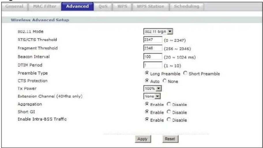 ZYXEL NBG416N - Wireless LAN Advanced Screen - 1