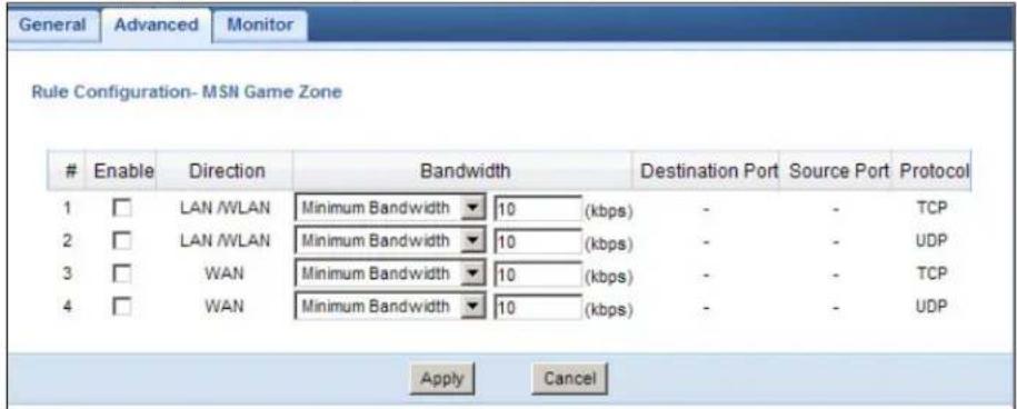 ZYXEL NBG6503 - Rule Configuration: Application Rule Configuration - 1