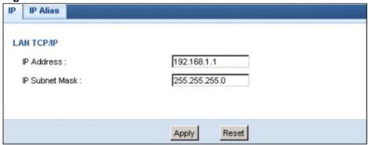 ZYXEL NBG6503 - LAN IP Screen - 1