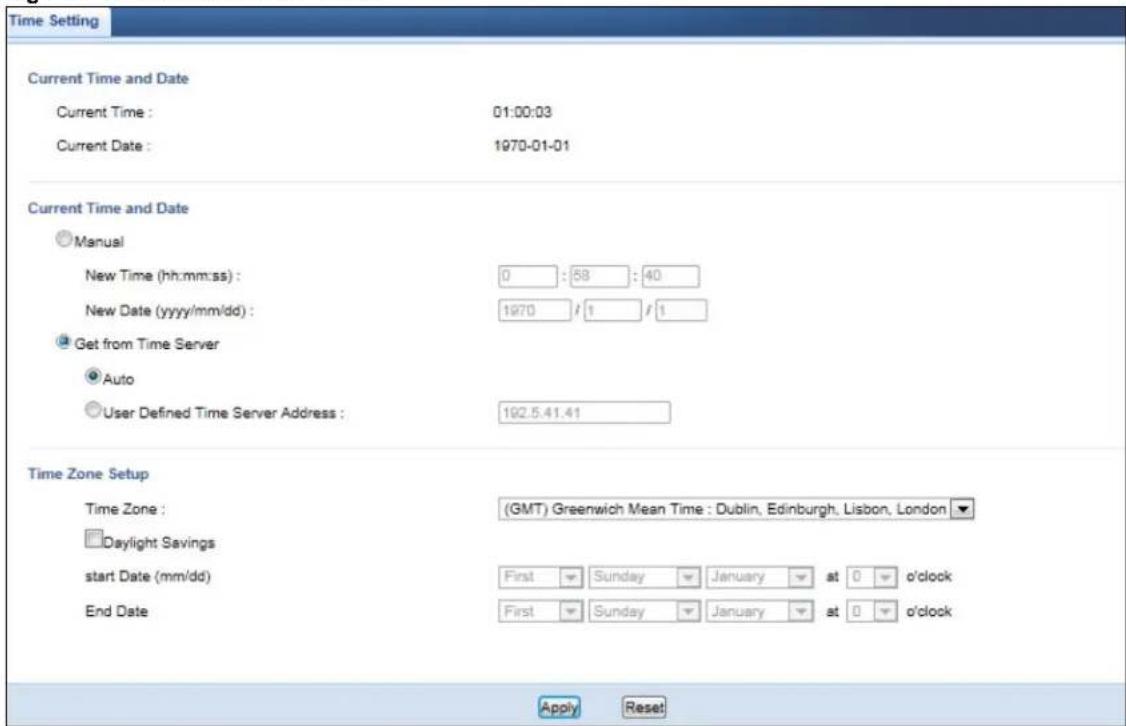 ZYXEL NBG6503 - Time Setting Screen - 1