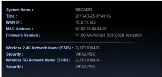ZYXEL NBG6503 - Status Screen in Easy Mode - 1