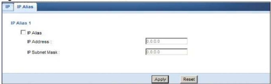 ZYXEL NBG6503 - IP Alias Screen - 1