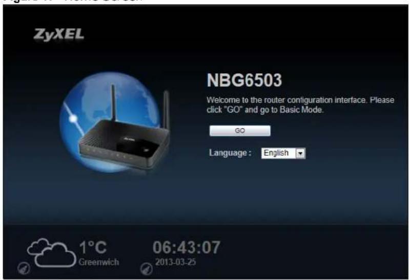 ZYXEL NBG6503 - Home Screen - 1