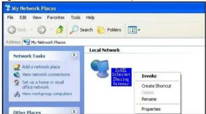 ZYXEL NBG6503 - Select My Network Places under Other Places. - 2