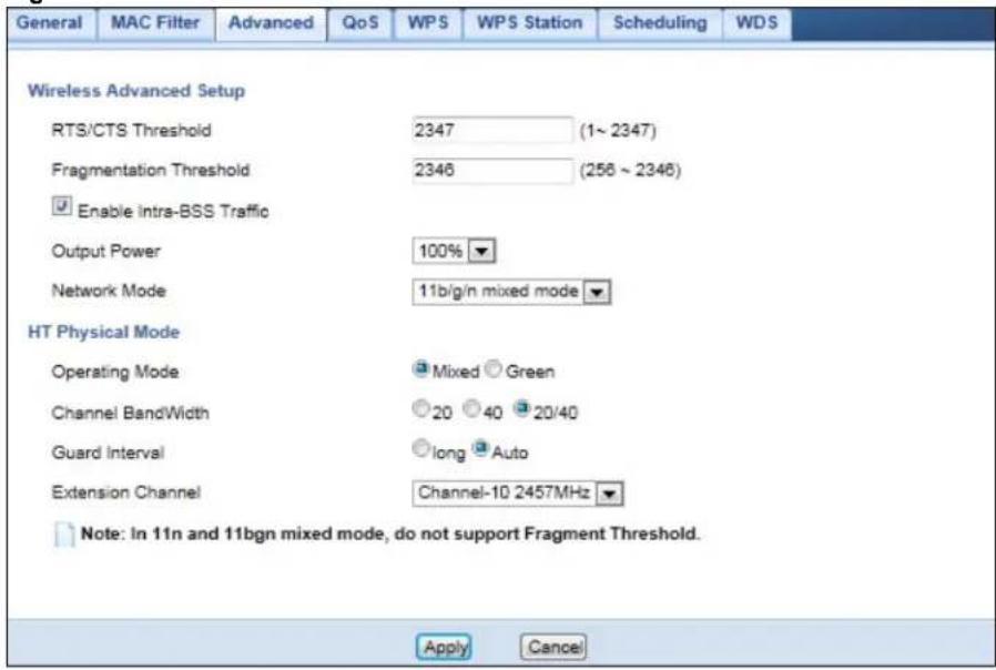 ZYXEL NBG6503 - Wireless LAN Advanced Screen - 1