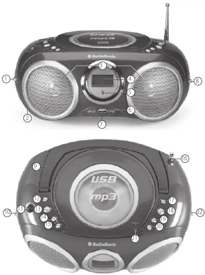 AudioSonic CD571 - IDENTIFICATION DES BOUTONS DE COMMANDE - 1
