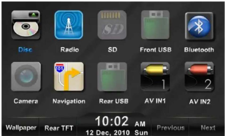 AUDIOVOX VME 9520NAV - Main Menu - 1