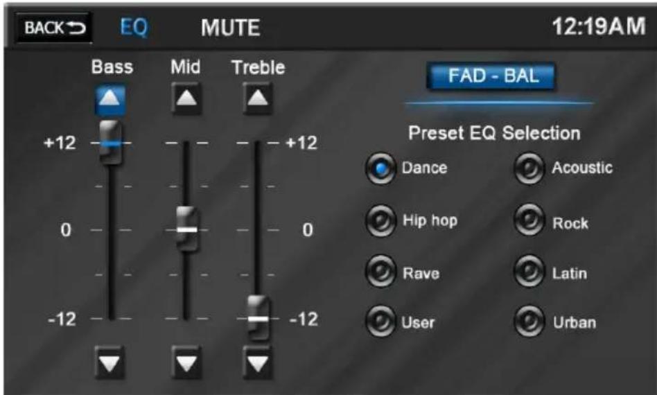 AUDIOVOX VME 9520NAV - Menu zur Audiosteuerung - 1