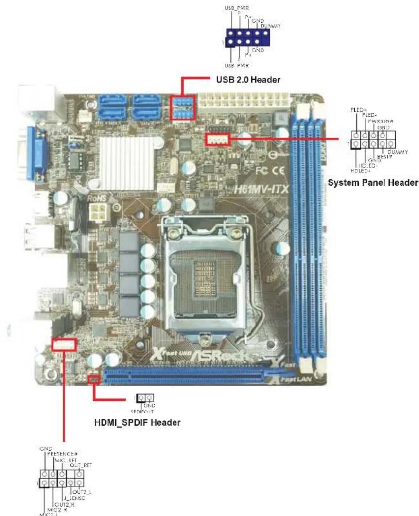 ASROCK H61MVITX - Pin Header Easy Installation Guide - 1