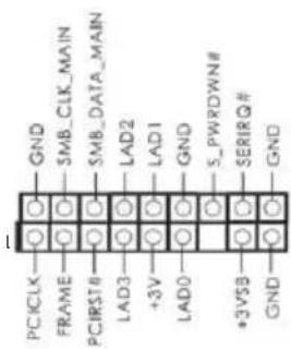 PC1CLK FRAME PCIRST# LAD3 +3V LAD0 *3VSB GND GND SMB_CLK_MAIN SMB_DATA_MAIN LAD2 LAD1 GND S_PWDOWN# SERIRQ# GND