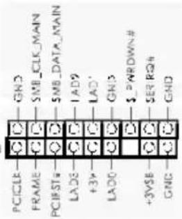 PC1CLK FRAME PC1ST# LAD5 +3V LAD0 +3VSE GND GND SMB_CLK_MAIN SMB_DATA_MAIN IAD9 GND SMB_BROWN# SER RQ4 GND