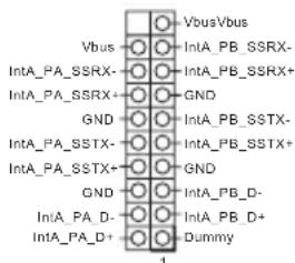 Vbus/Vbus IntA_PA_SSRX- IntA_PB_SSRX+ IntA_PA_SSRX+ GND GND IntA_PB_SSTX- IntA_PA_SSTX- IntA_PB_SSTX+ IntA_PA_SSTX+ GND GND IntA_PB_D- IntA_PA_D- IntA_PB_D+ IntA_PA_D+ Dummy 1