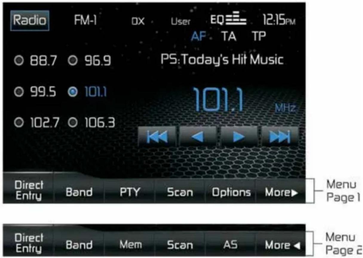 AUDIOVOX VME 9425 - Radiomenü - 1