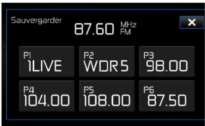 AUDIOVOX VME 9725 NAV - Mettre une station en mémoire - 1