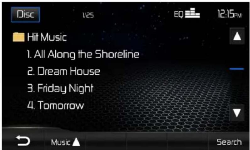 AUDIOVOX VME 9725 NAV - [ \text{Playlist Screen} ] - 1