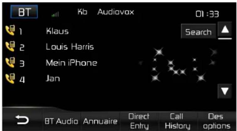 AUDIOVOX VME 9725 NAV - Annuaire (Liste des contacts) - 1