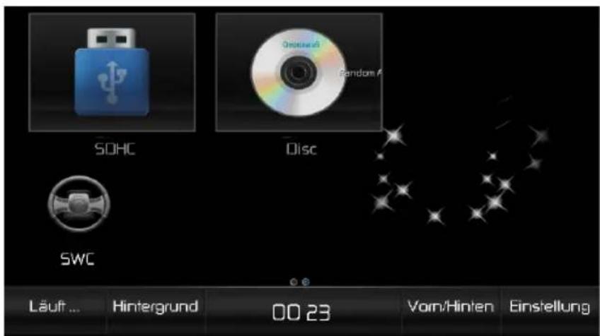 AUDIOVOX VME 9725 NAV - Auswahl der Bild-/Tonquelle Menu Wiedergabequellen vorne - 2