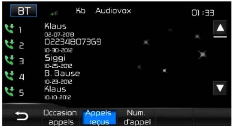 AUDIOVOX VME 9725 NAV - Appels reçus - 1