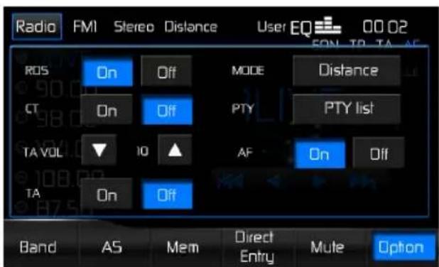 AUDIOVOX VME 9725 NAV - Options Screen - 1
