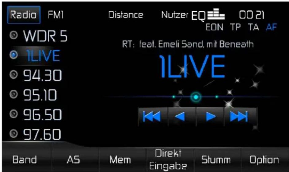 AUDIOVOX VME 9725 NAV - Radiomenü - 1