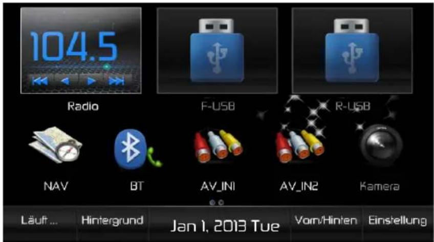 AUDIOVOX VME 9725 NAV - Auswahl der Bild-/Tonquelle Menu Wiedergabequellen vorne - 1