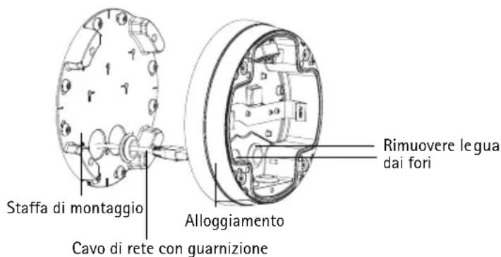 AXIS P3344 - Installazione dei cavi attraverso la parete - 1