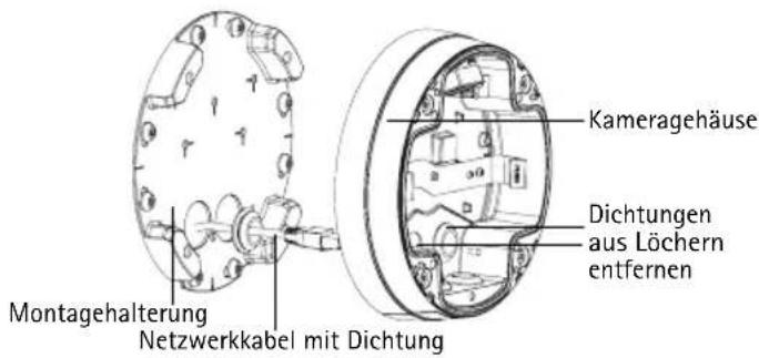 AXIS P3344 - Kabel durch die Wand führen - 1