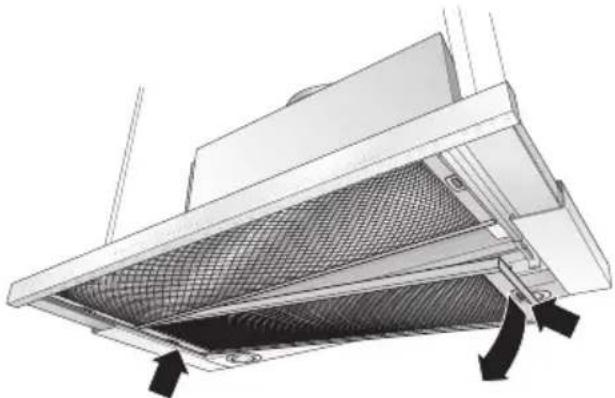BALAY 3BT779 X - Removing and inserting the metal-mesh grease filters: - 1