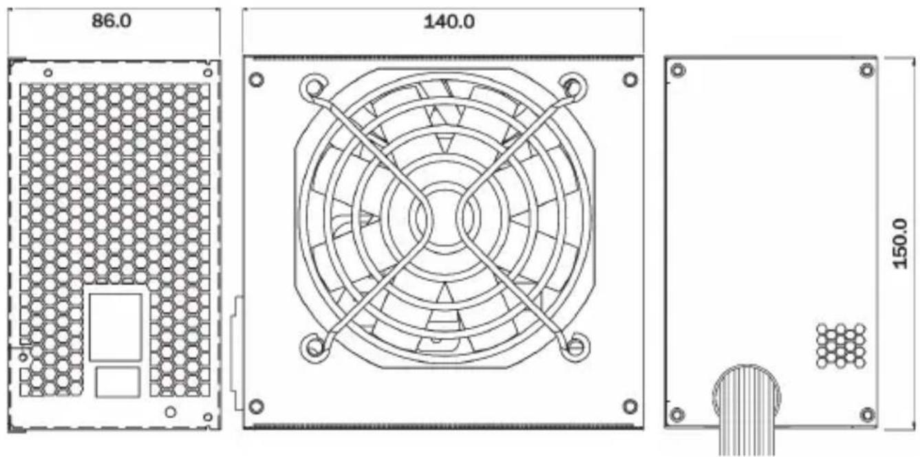 Be Quiet! PCGH Edition F1 500W - POWER SUPPLY DIMENSIONS - 1