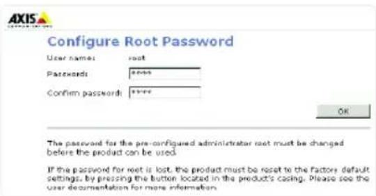AXIS 211W - Set the password - 1